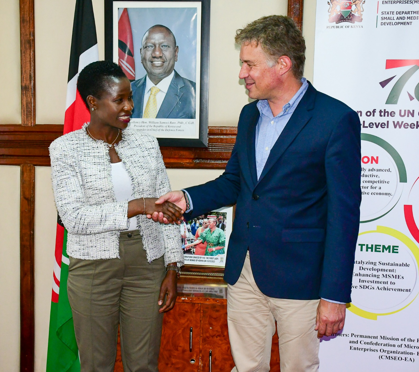 PS Susan Mang'eni holds discussions with Dr. Christopher Zipfel, Program Director GIZ