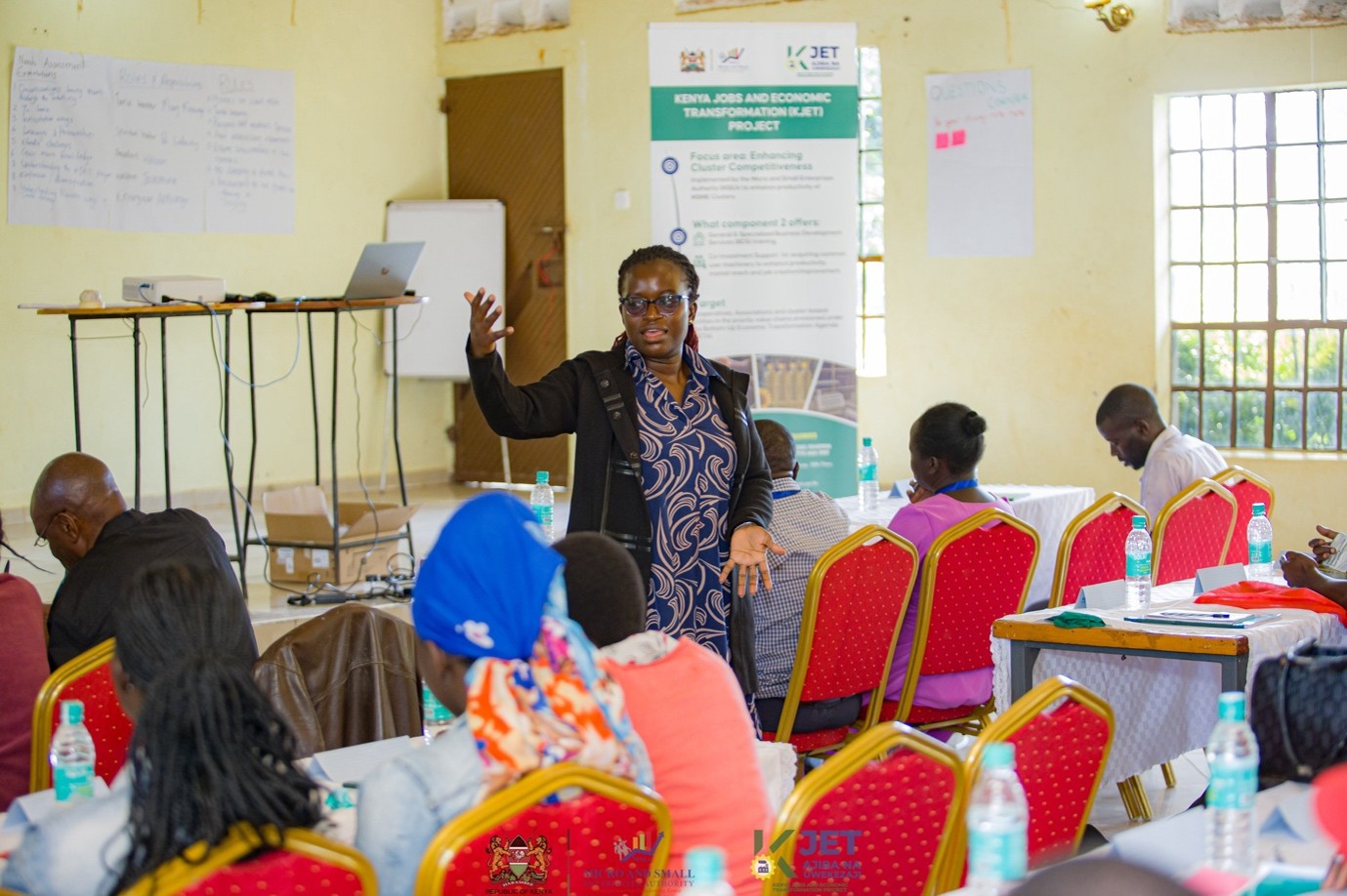 The KJET Project Environmental Specialist, Dr Amile, is guiding cluster members through the Environmental and Social Framework, helping MSMEs understand how responsible business practices can protect people, communities and the environment while supporting sustainable growth