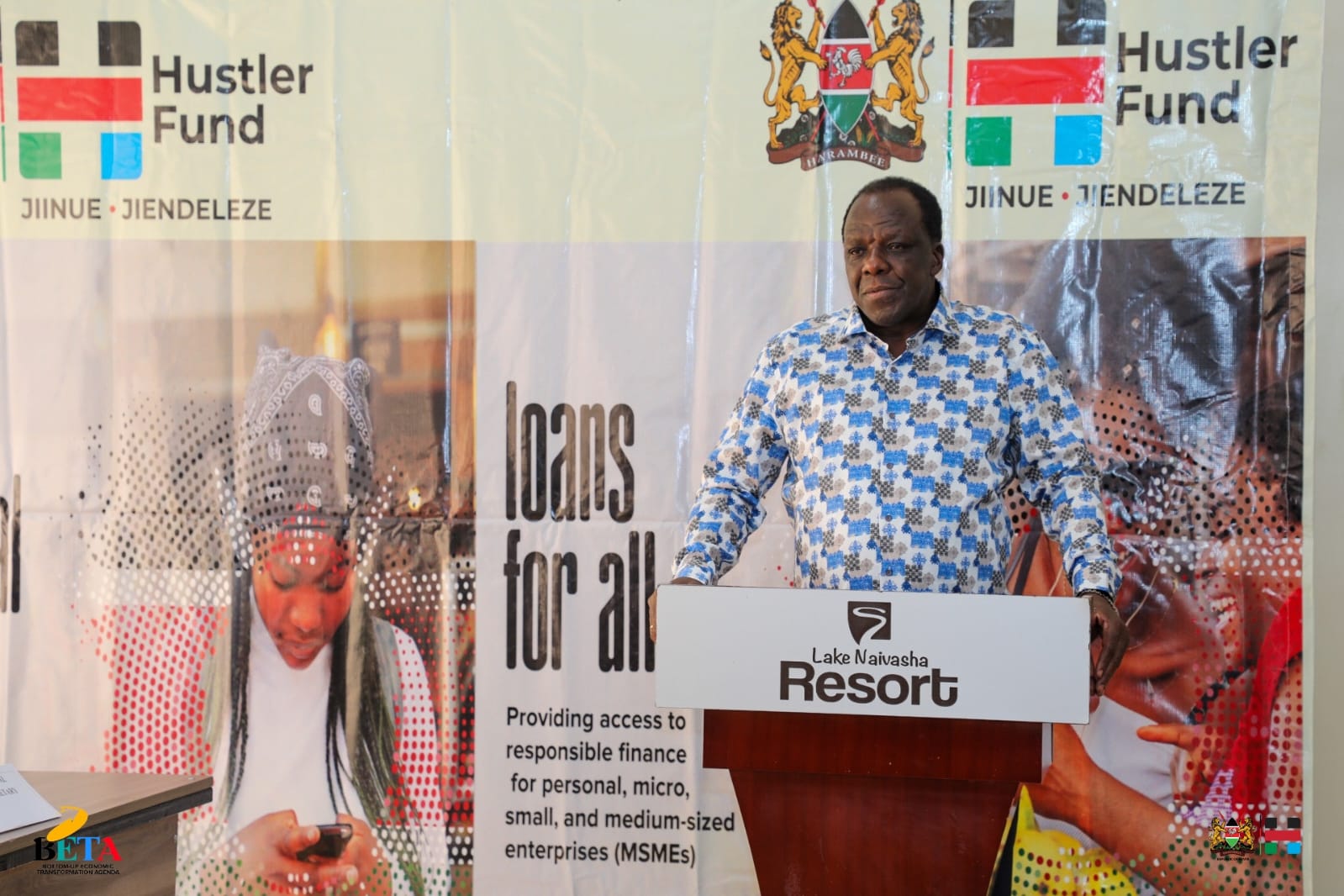 CS Hon. Wycliffe Oparanya, FCPA, EGH delivers speech during Financial Inclusion Fund board and staff briefing