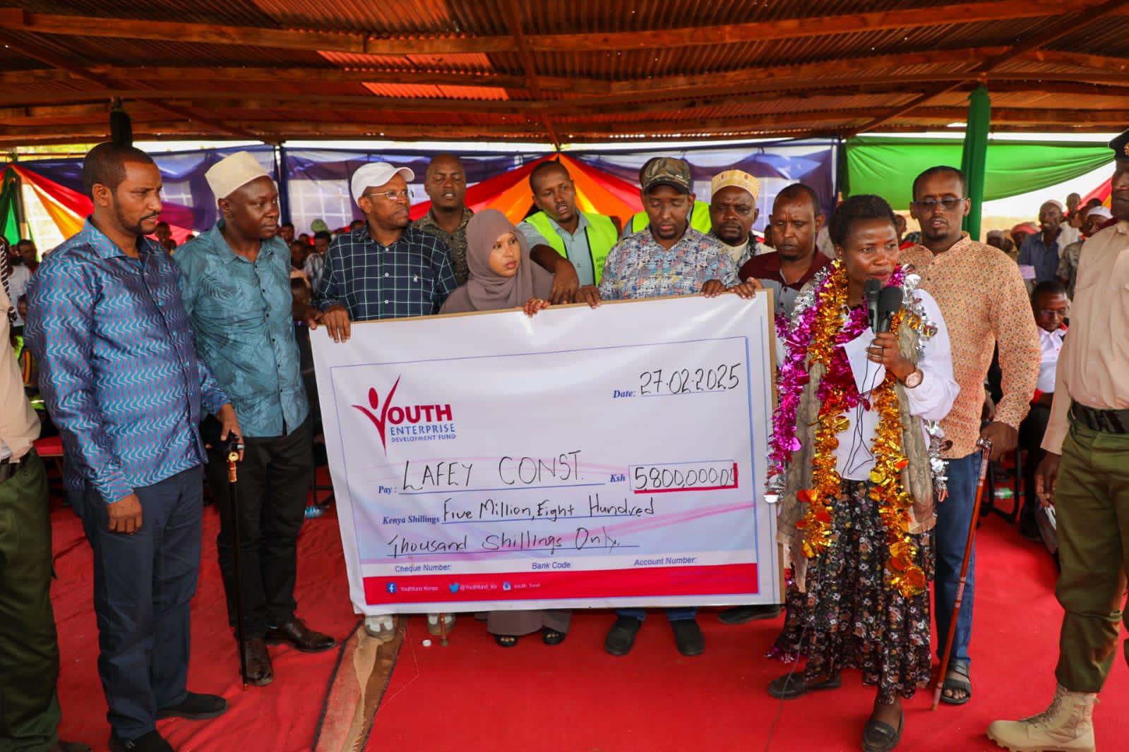 Hon. Susan Mang'eni distributes 5.8 million Kenya Shillings Youth Fund cheque at Lafey constituency