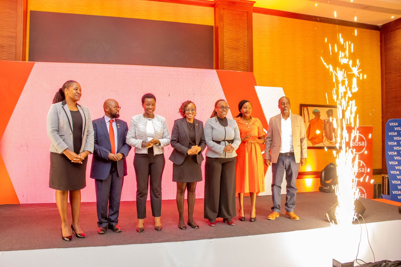 Madam PS posing for a photo with  ABSA Kenya management and VISA during the launch of the Visa Business Credit Card
