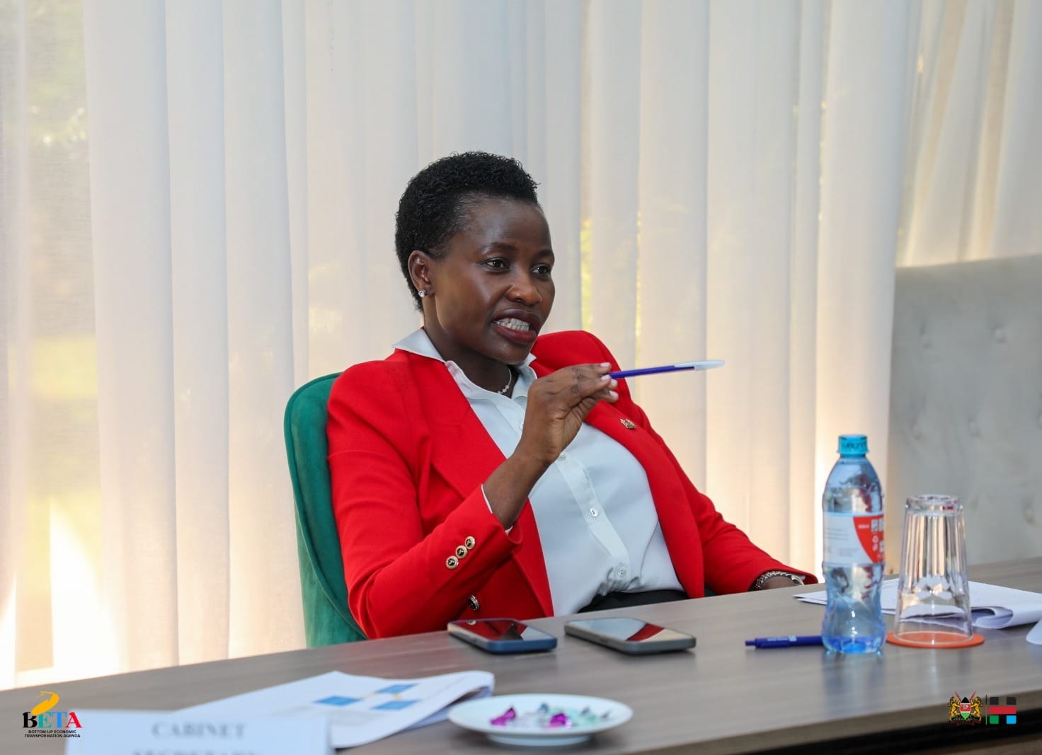 Principal Secretary Hon. Susan Mang'eni, CBS during board and staff briefing on Hustler Fund