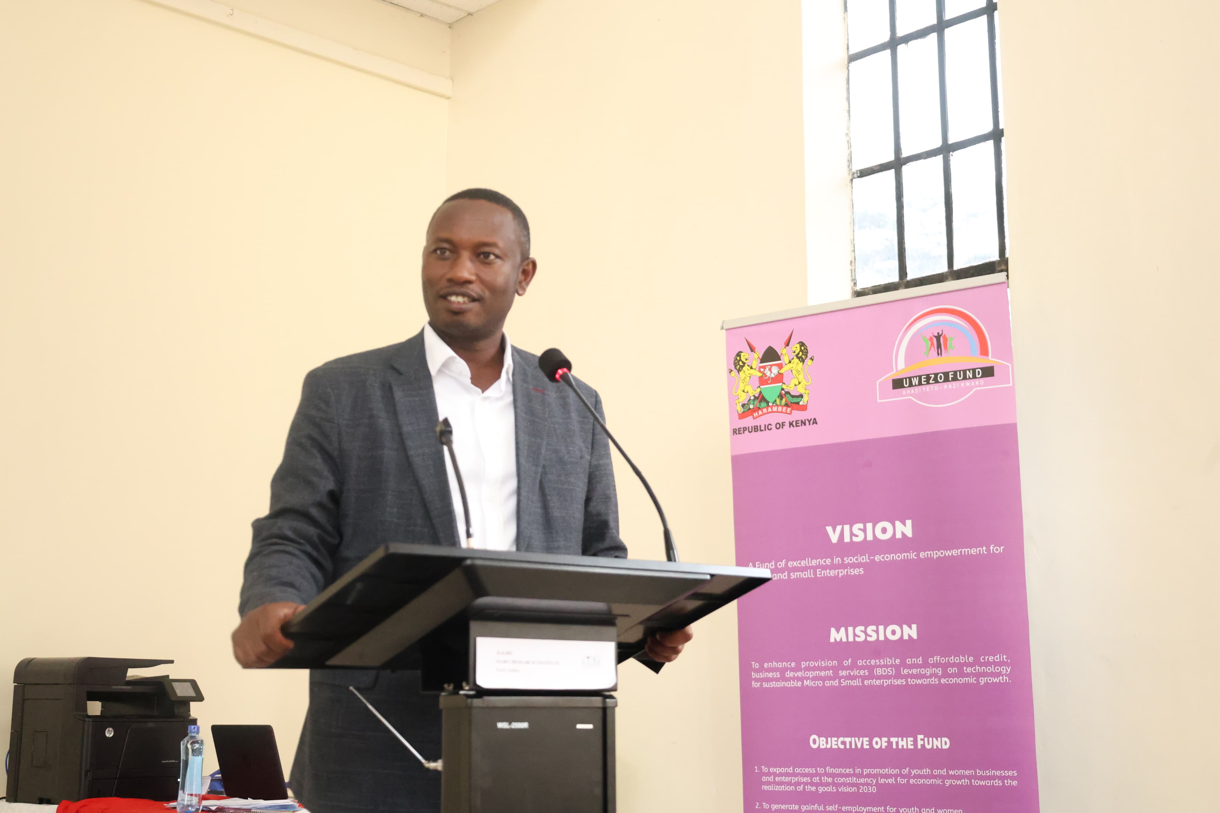 Uwezo Fund CEO delivers speech at the induction of 160 interns deployed to Uwezo Fund