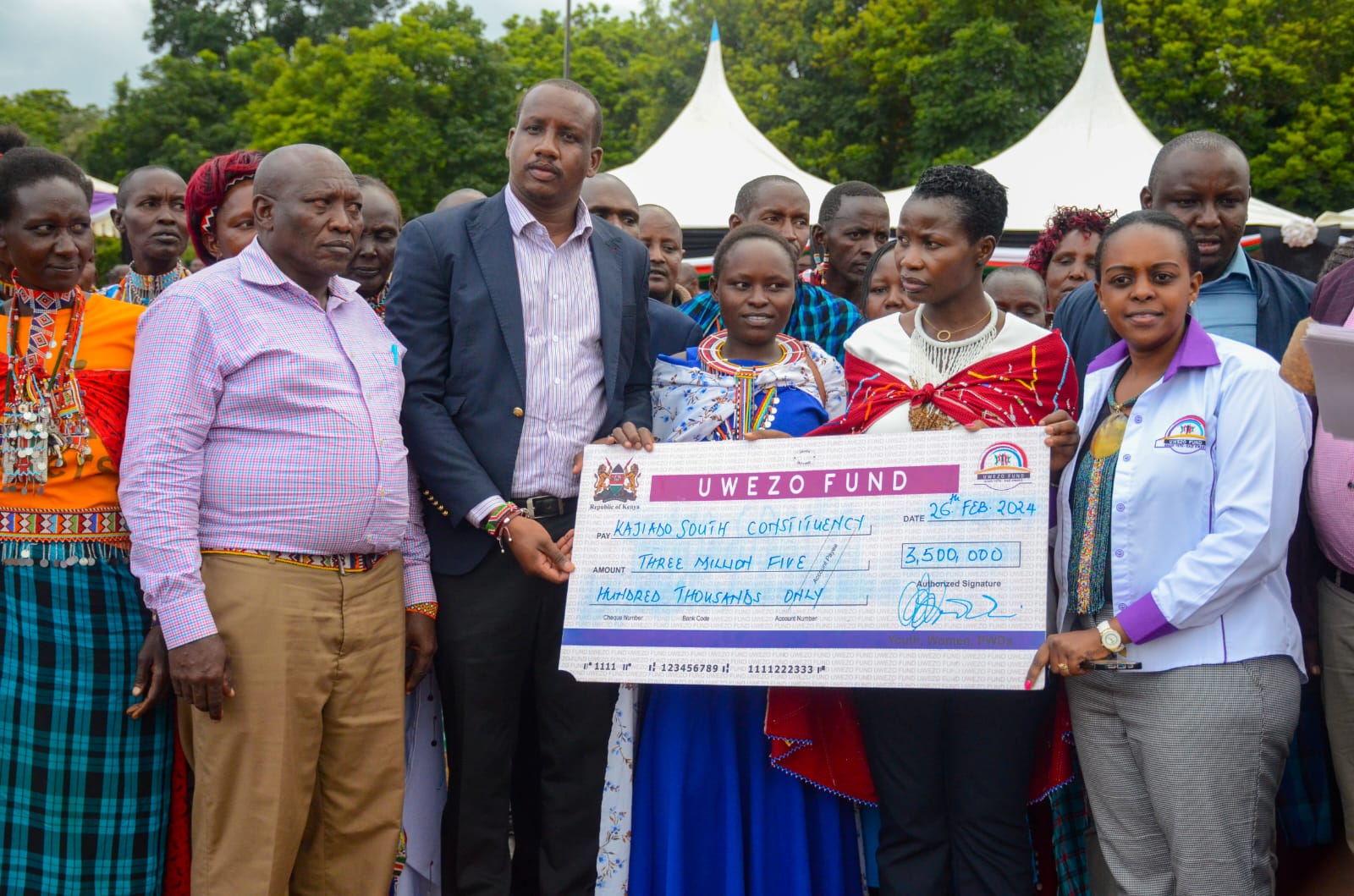 PS MSME issuing Uwezo Fund cheques at Kajiado County