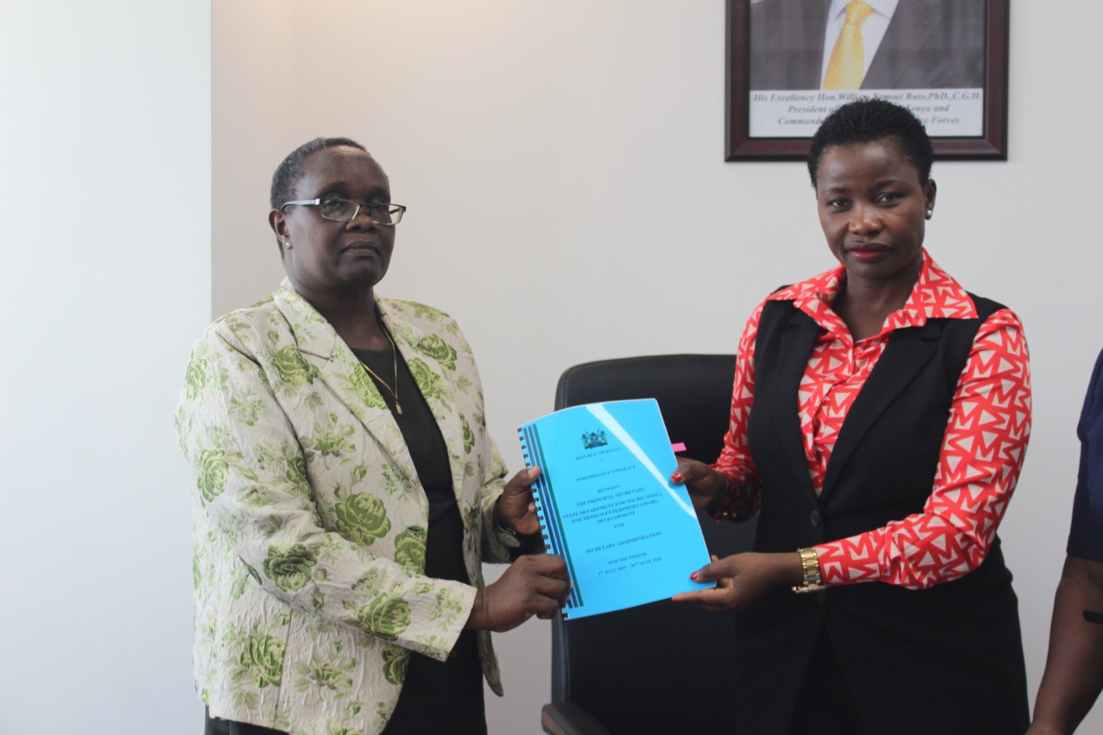 Secretary Administration alongside Principal Secretary Hon. Susan Mangéni