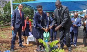 PS watering tree planted in presence of various KIE stakeholders