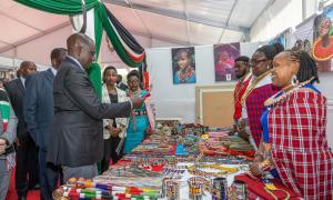 HE. Dr. William Samoei Ruto vistits stands at KICC during HustlerFund 2nd Anniversary