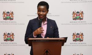 Principal Secretary Hon. Mang'eni delivers speech at the Kenya Credit Guarantee Scheme Forum