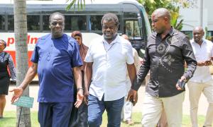 CS. Co-operatives & MSMEs Development Hon. Wycliffe A. Oparanya, FCPA, EGH, Sen. Okiya Omtata alongsides PS. Co-operatives Patrick Kilemi, CBS