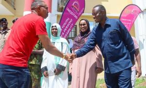 Nyali MP. Mohamed Ali greats CEO Uwezo Fund Lengapiani, MBS