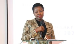 Principal Secretary MSMEs Development Susan Man'geni,CBS delivers speech at the launch of the 2025 Route to 0Market Strategy