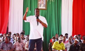 Cabinet Secretary Hon. Wycliffe Oparanya speaks to NYOTA beneficiaries