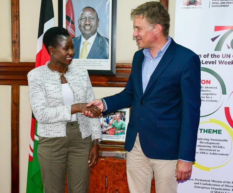 PS Susan Mang'eni holds discussions with Dr. Christopher Zipfel, Program Director GIZ