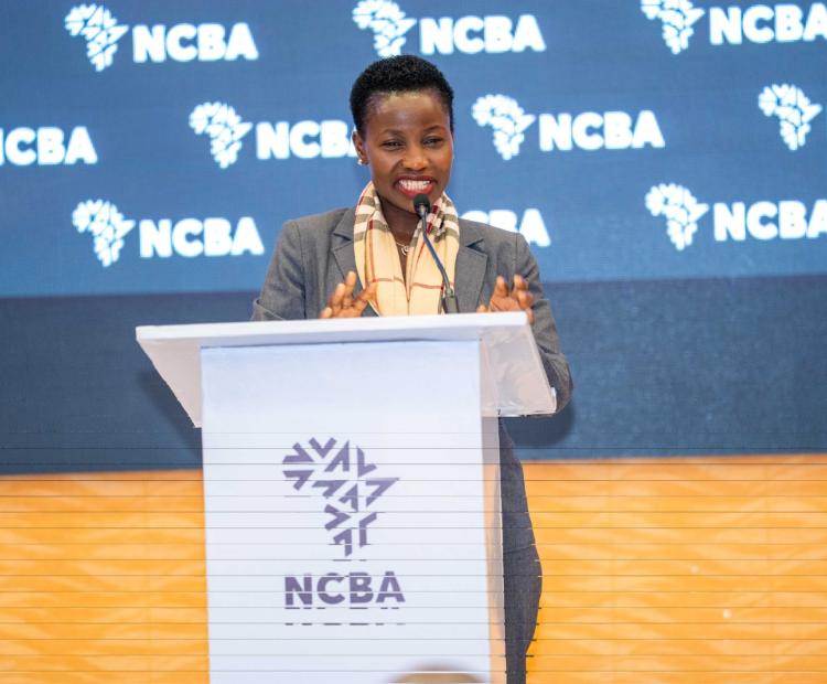 Hon. Susan Mangeni delivers a speech during the NCBA Sacco Banking Cybersecurity Forum