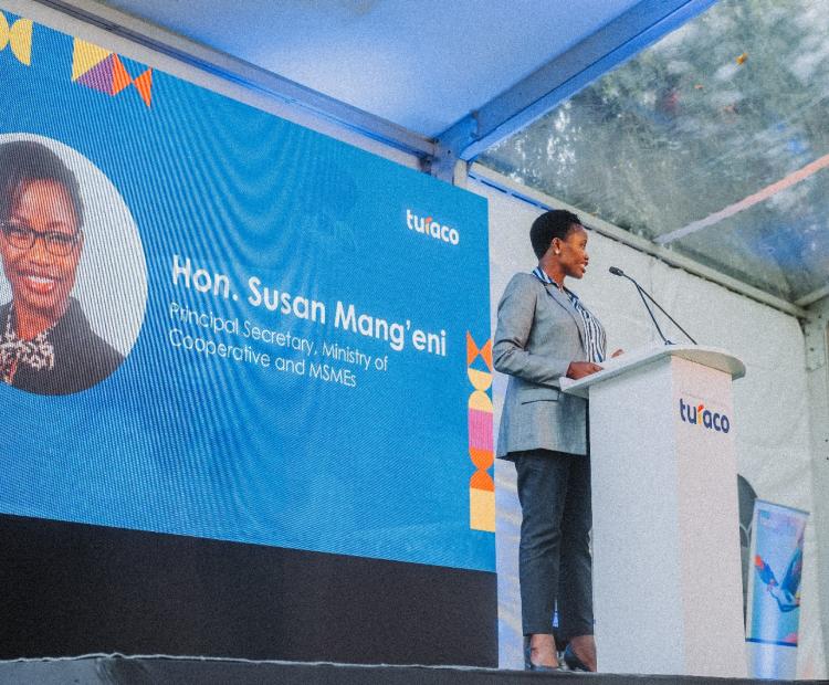 Hon. Susan Mang'eni delivers speech at the launch of Turaco microinsurance