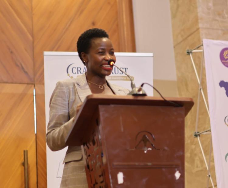 Principal Secretary Hon. Susan Mang'eni, CBS delivers speech to various stakeholders at the WEF-K 25 event
