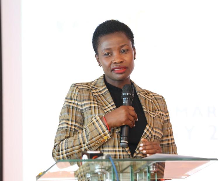 Principal Secretary MSMEs Development Susan Man'geni,CBS delivers speech at the launch of the 2025 Route to 0Market Strategy