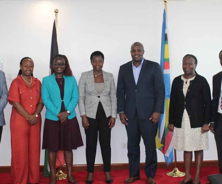 Principal Secretary Hon. Susan Mangéni poses for a photo with the Kenya Jobs and Economic Transformation (KJET) Project team and the World Bank Environmental and Social Safeguards Support Mission