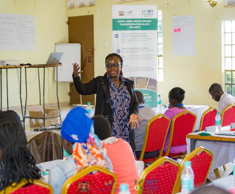 The KJET Project Environmental Specialist, Dr Amile, is guiding cluster members through the Environmental and Social Framework, helping MSMEs understand how responsible business practices can protect people, communities and the environment while supporting sustainable growth