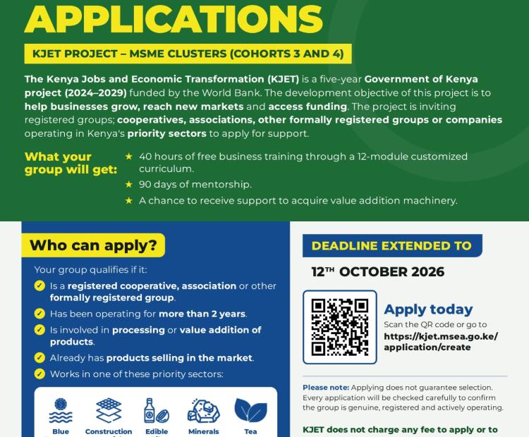Extension of Deadline for Cohort 3 & 4 Applications under Component 2